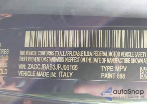 2018 Jeep Renegade Sport from USA, damaged, VIN ZACCJBAB3JPJ06165